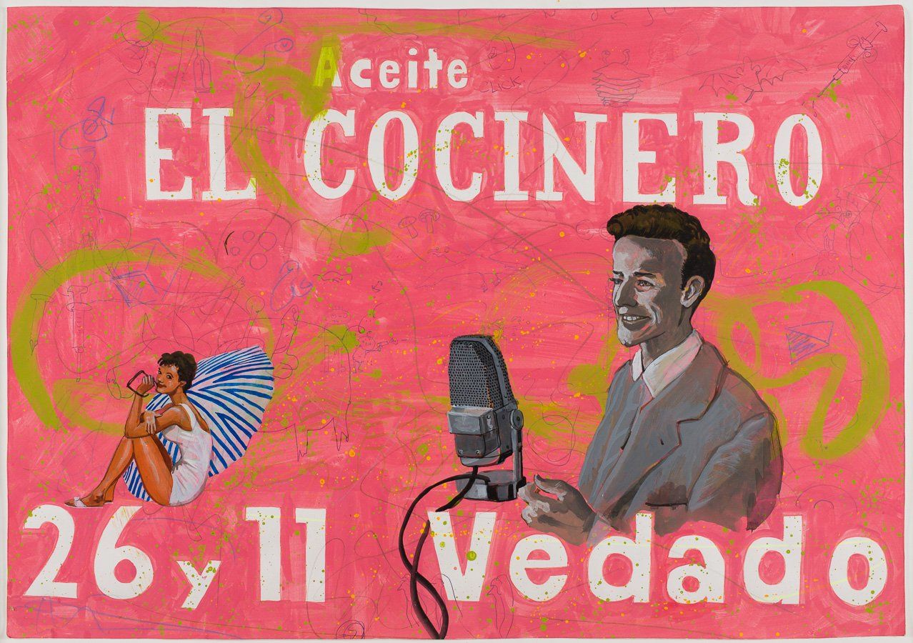 A pink sign that says el cocinero 26 y 11 vedado