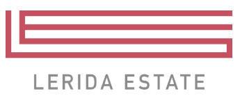 The logo for lerida estate is a red and white striped logo.