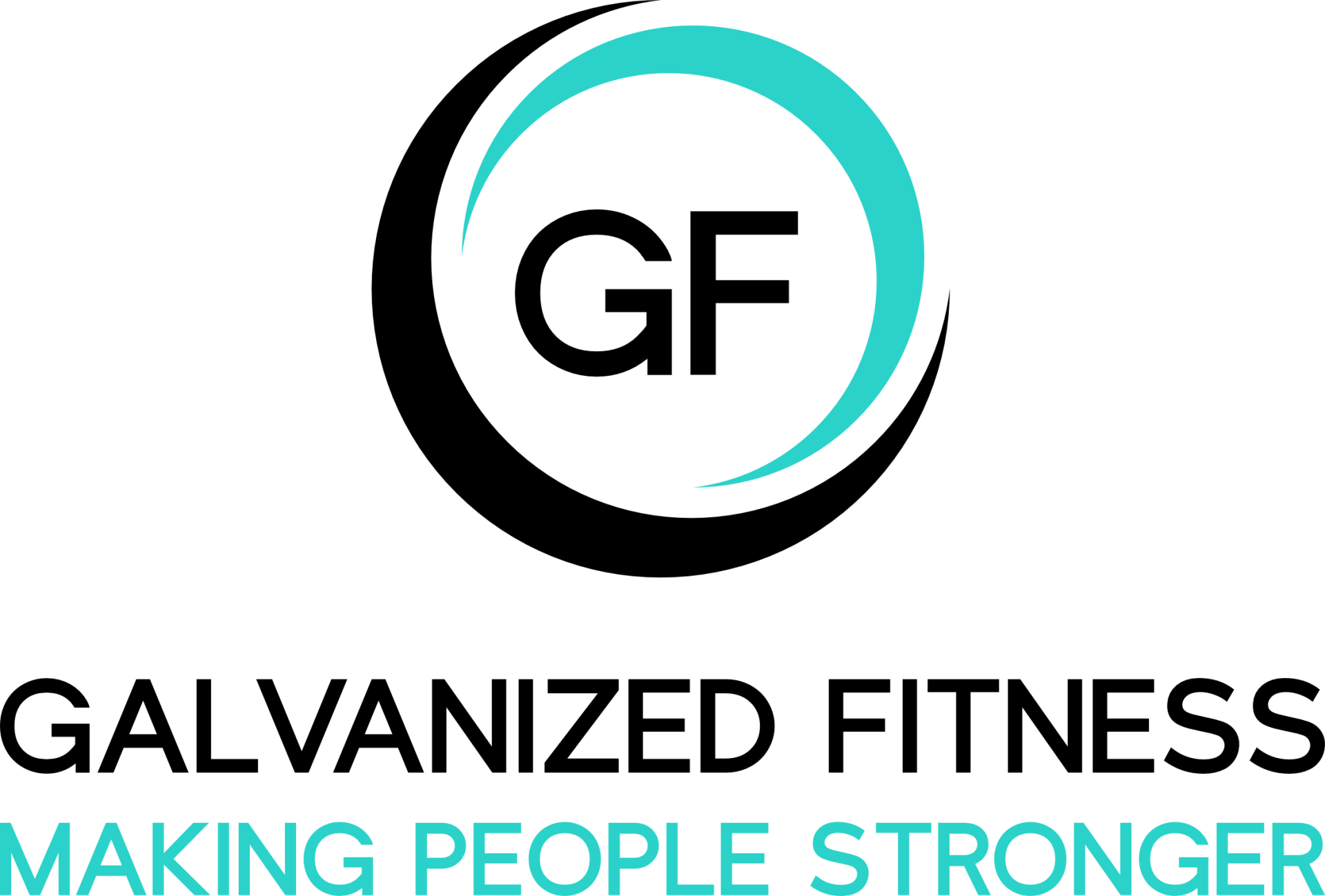 The logo for galvanized fitness is making people stronger.