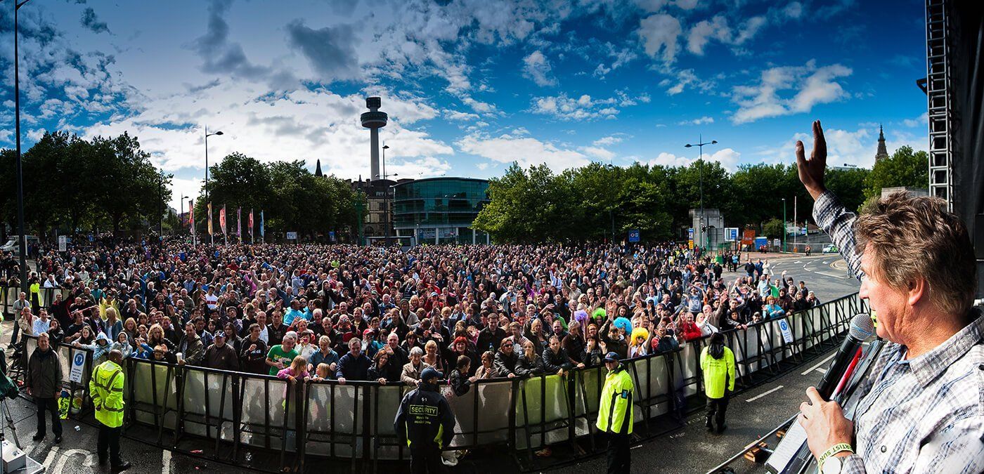 Hosting the main stage (55,000+) at the Mathew Street Festival  in Liverpool, 2010