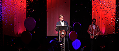 Mark hosting the annual Cardiff University awards, 2015. Fundraising