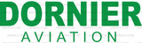A green and white logo for dornier aviation
