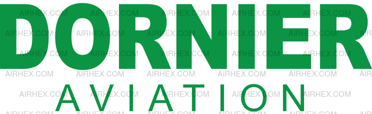 A green and white logo for dornier aviation