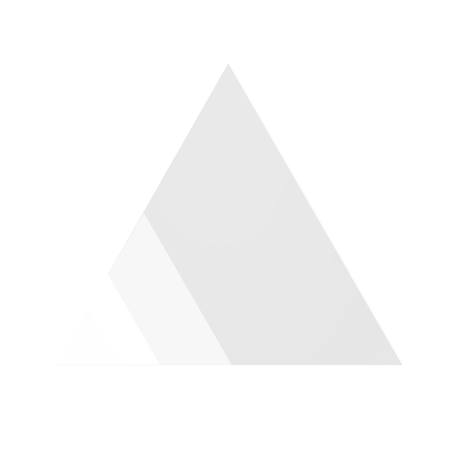 A white triangle with a shadow on a white background.