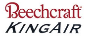 The logo for beechcraft kingair is red and black on a white background.
