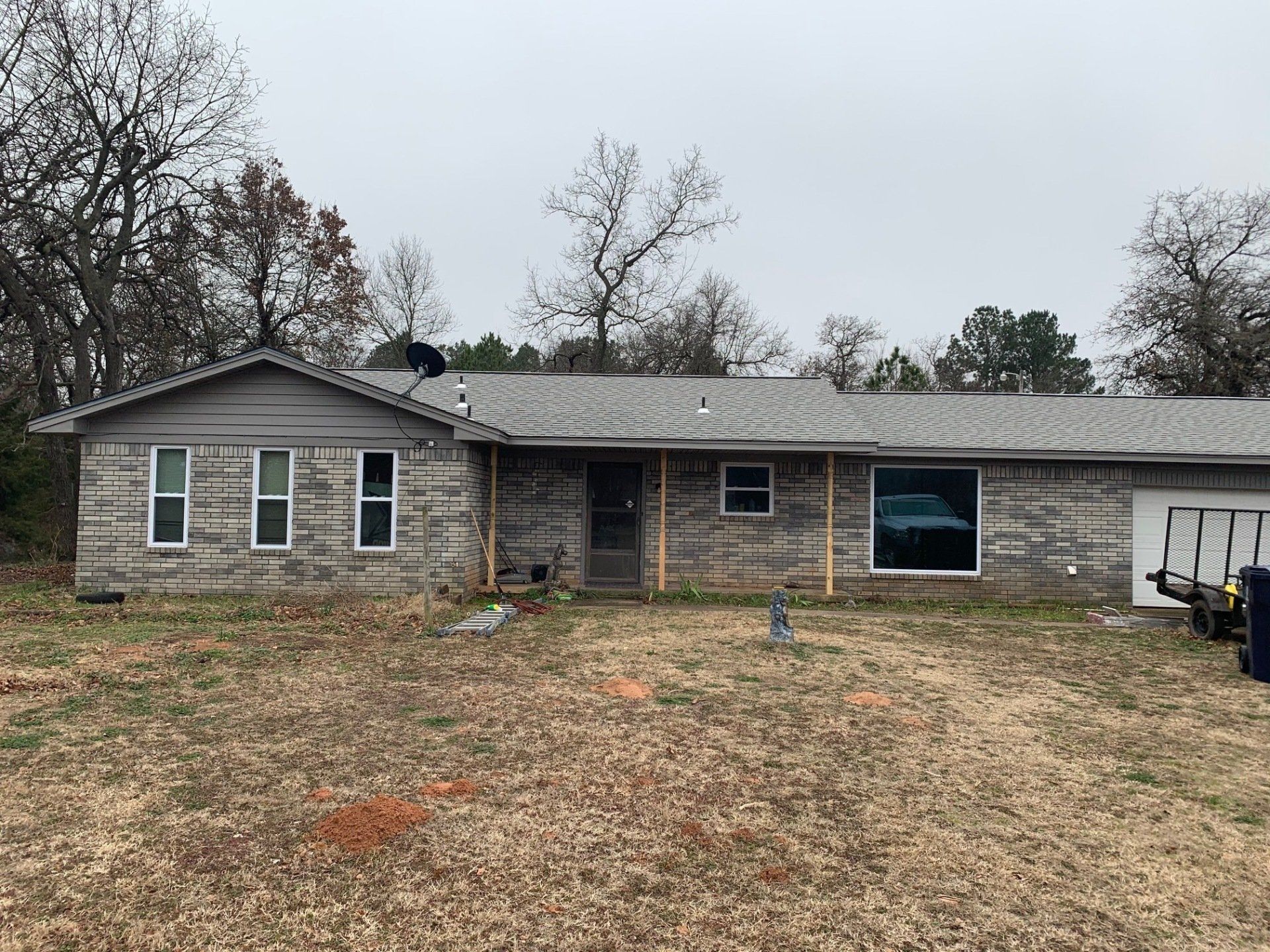 gray brick house