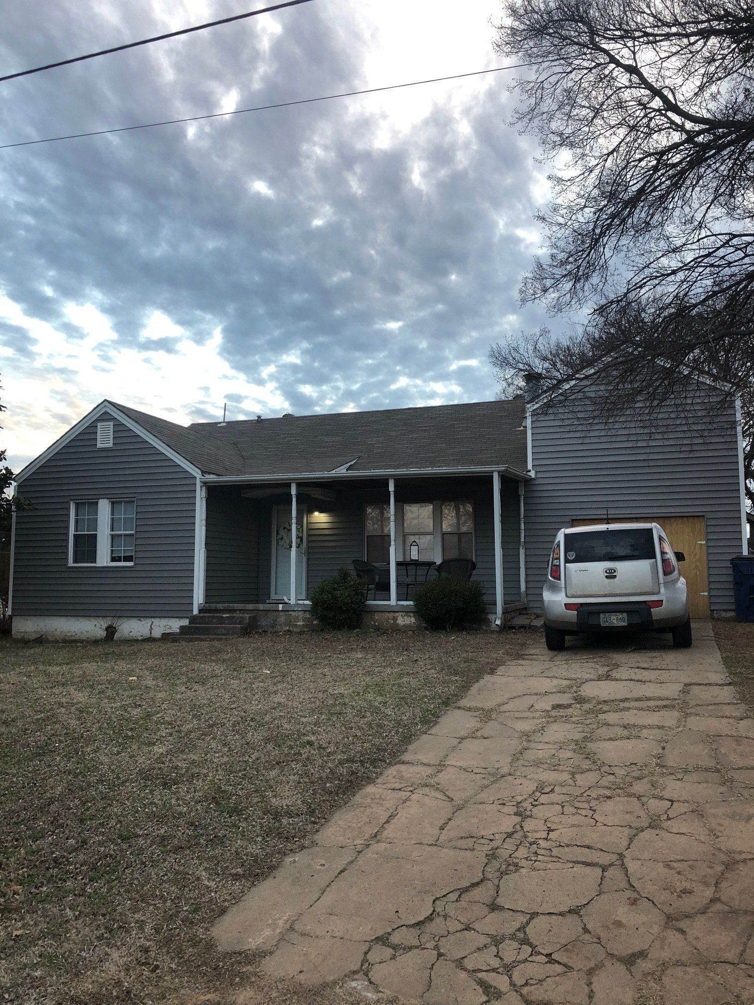 dark gray siding house
