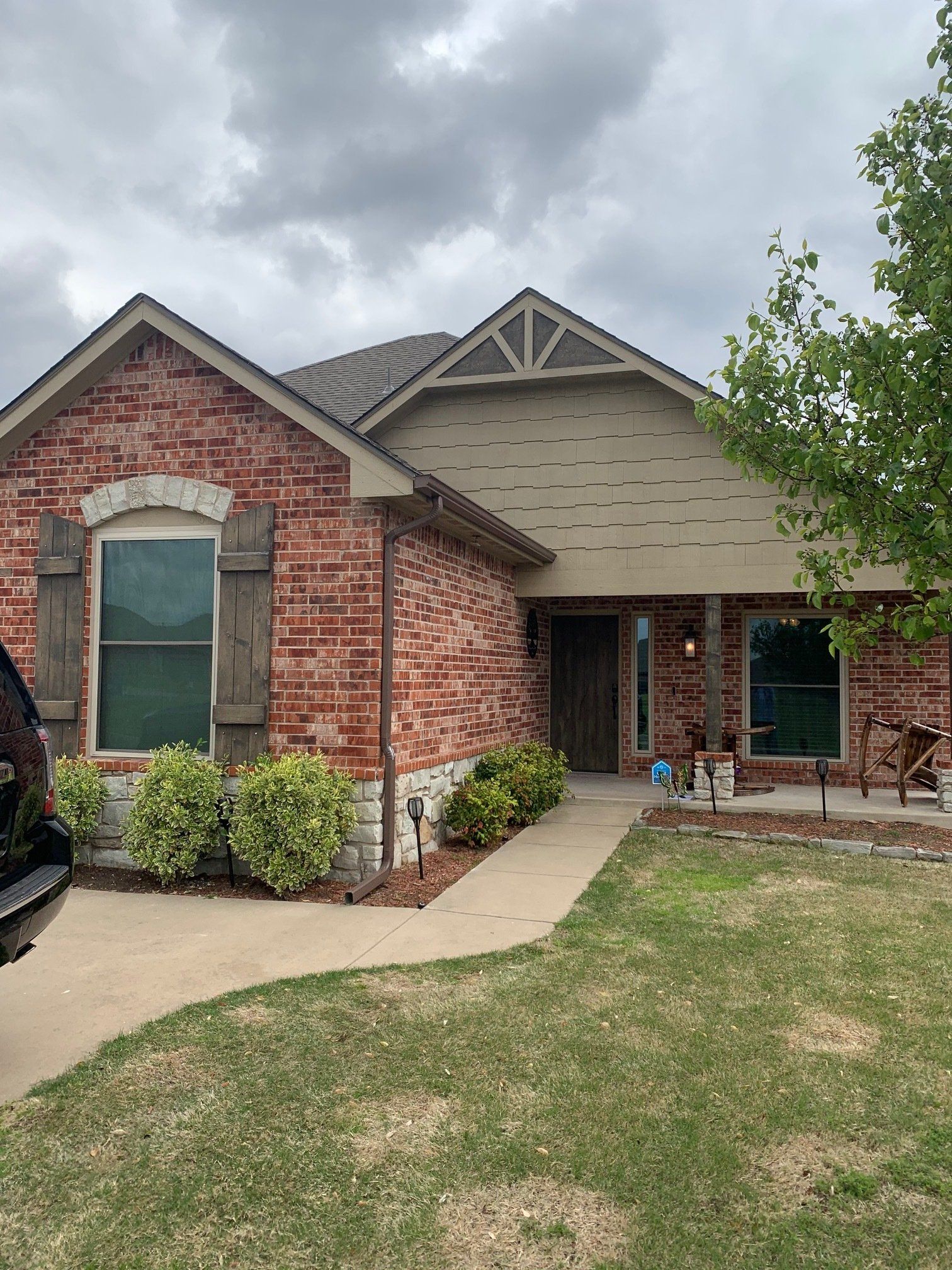 brick house with pathway