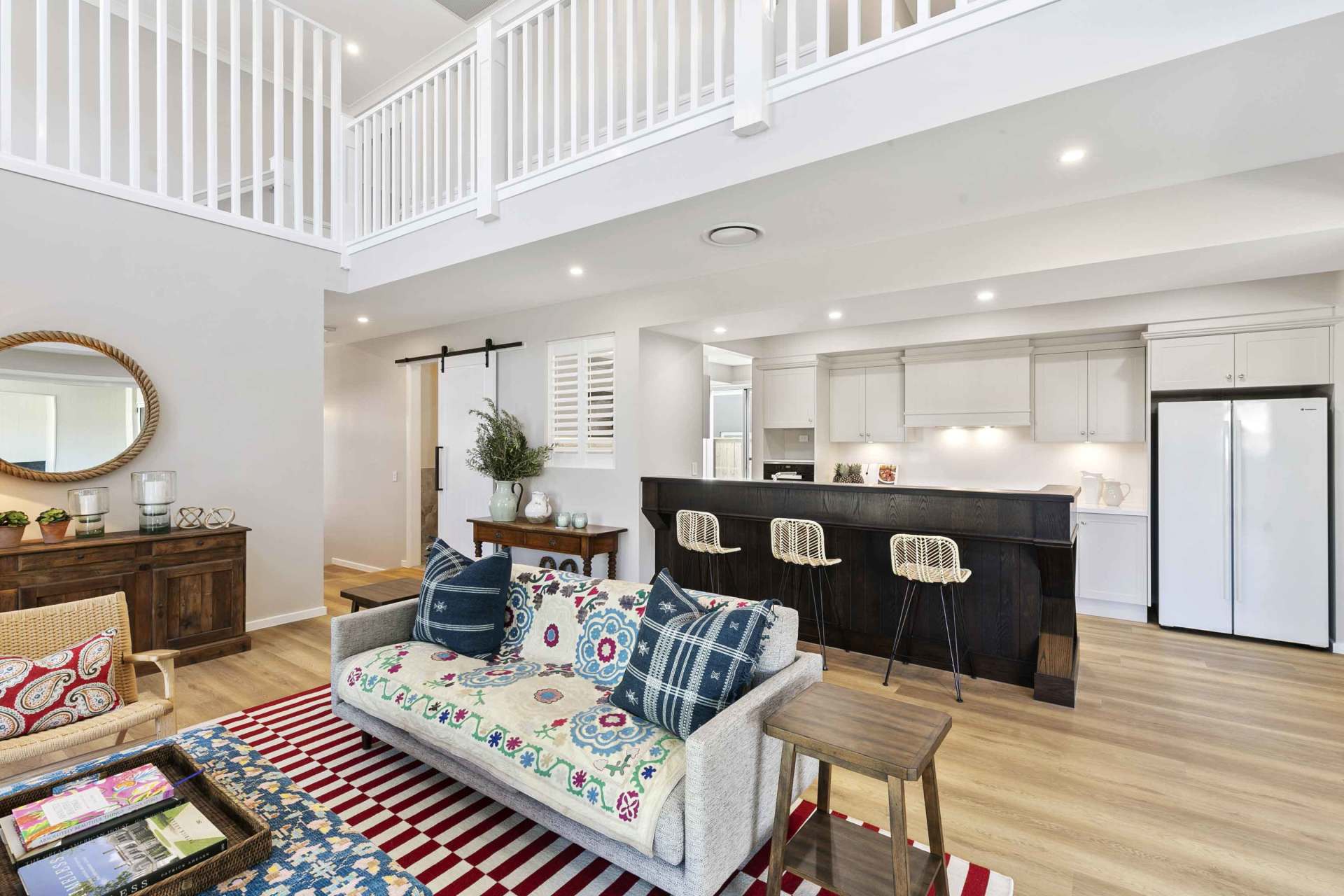 sofa and kitchen