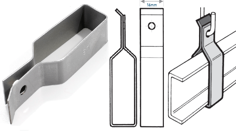 Metal beam clamp, used to secure items to metal beams.