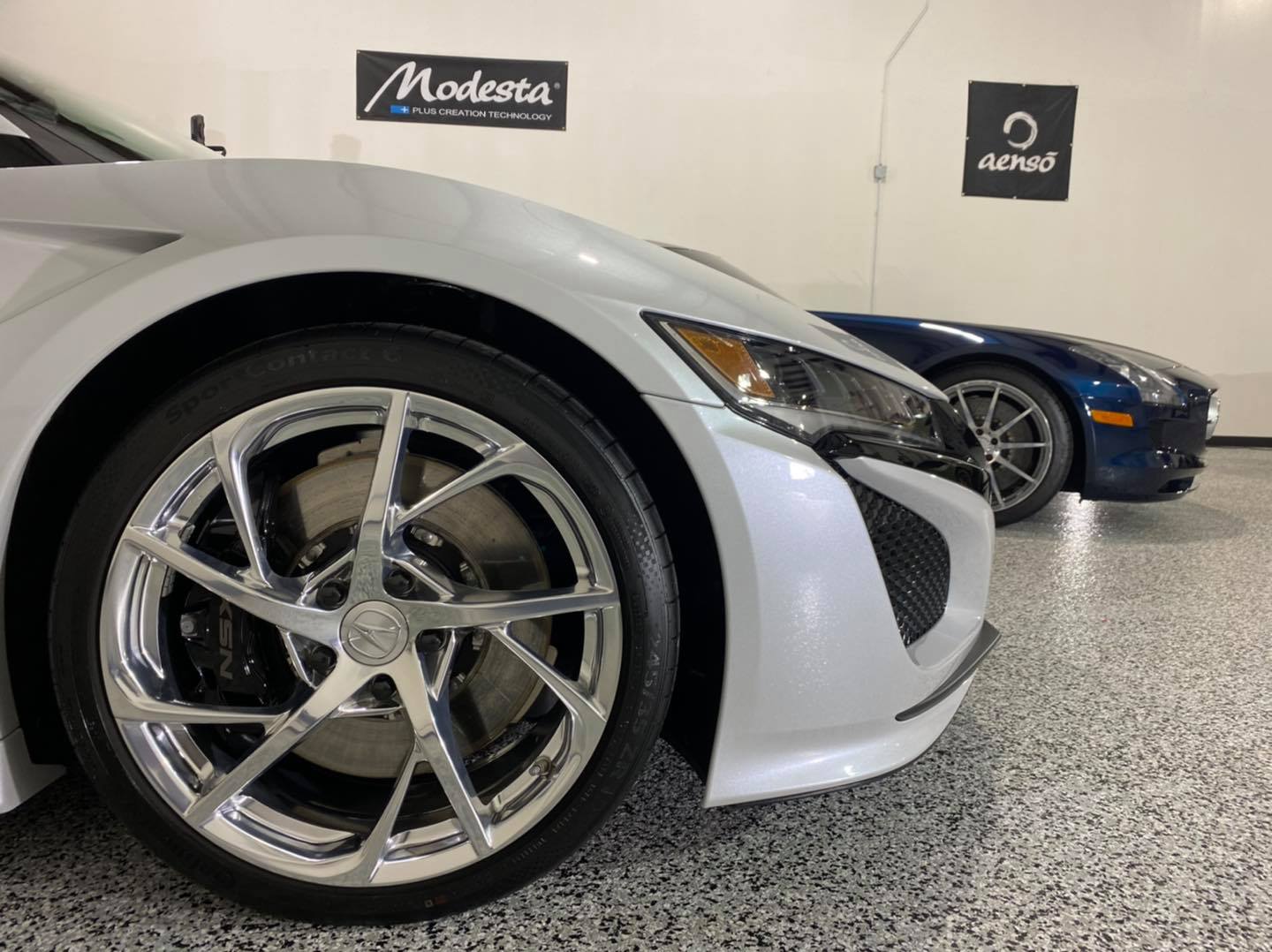 Acura NSX and Mercedes SLS in the shop
