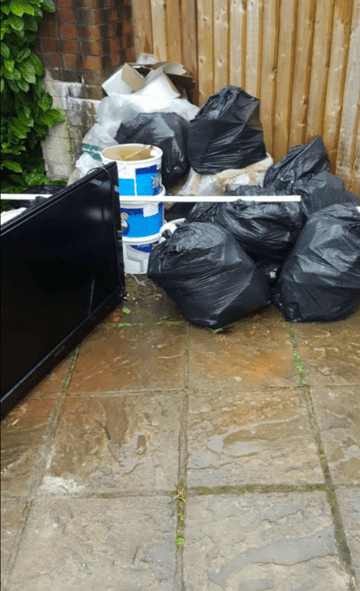 A cluttered yard