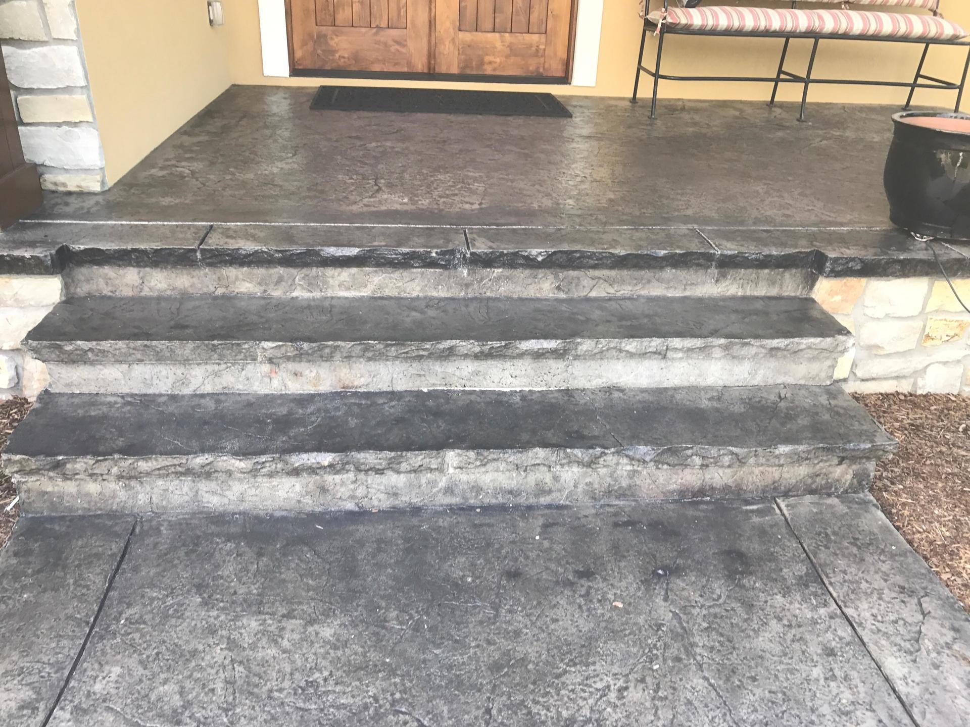 custom decorative stone patio and stairs in the Traverse City, MI area