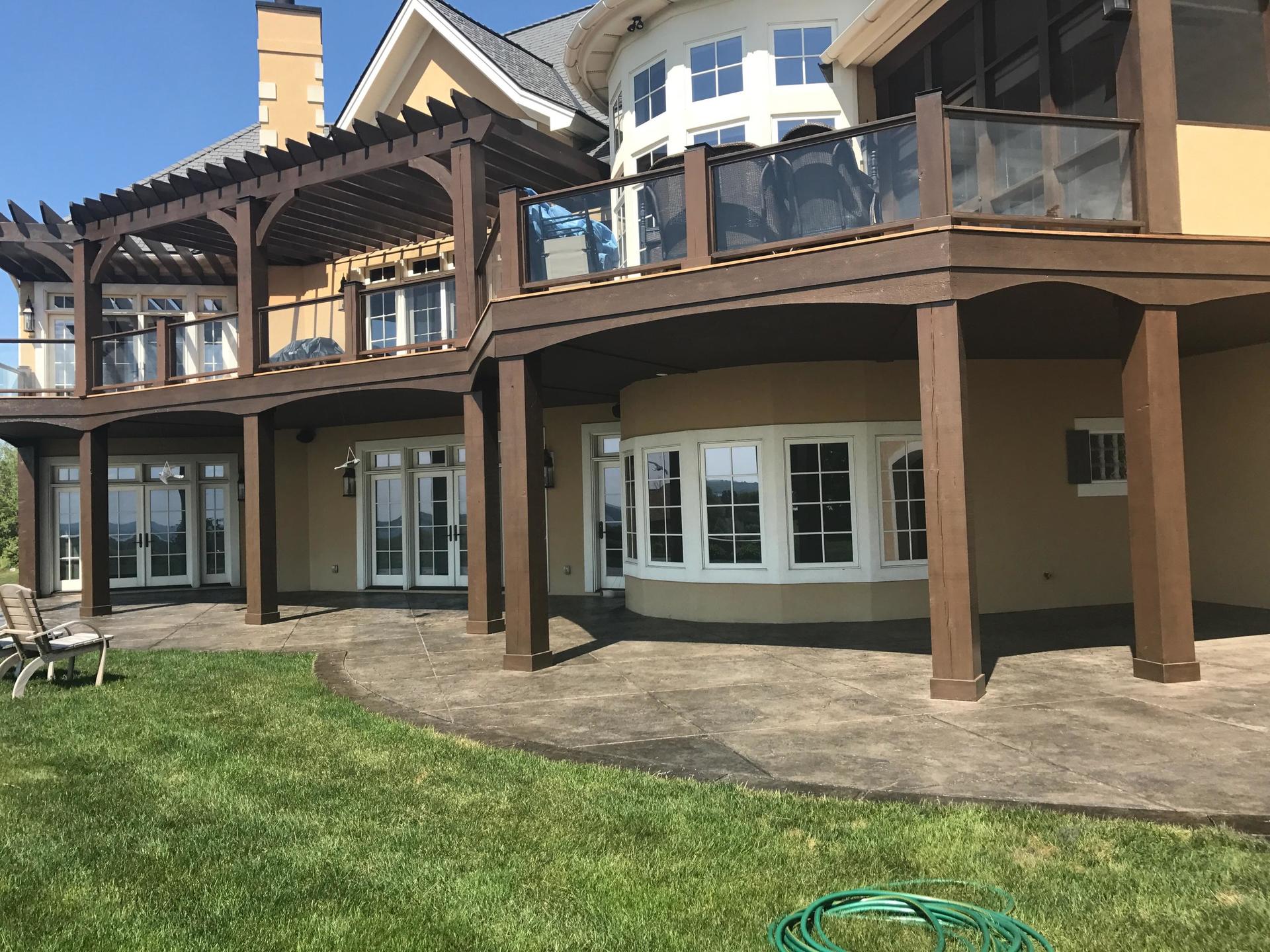 a decorative stone patio and stairs for Traverse City, MI