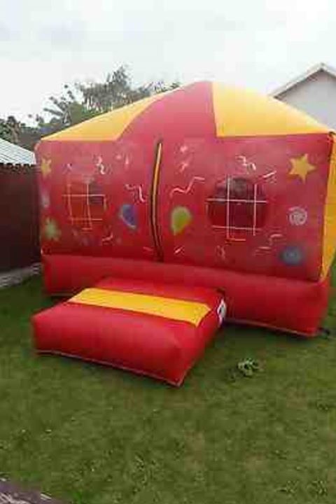 Inflated bouncy castle