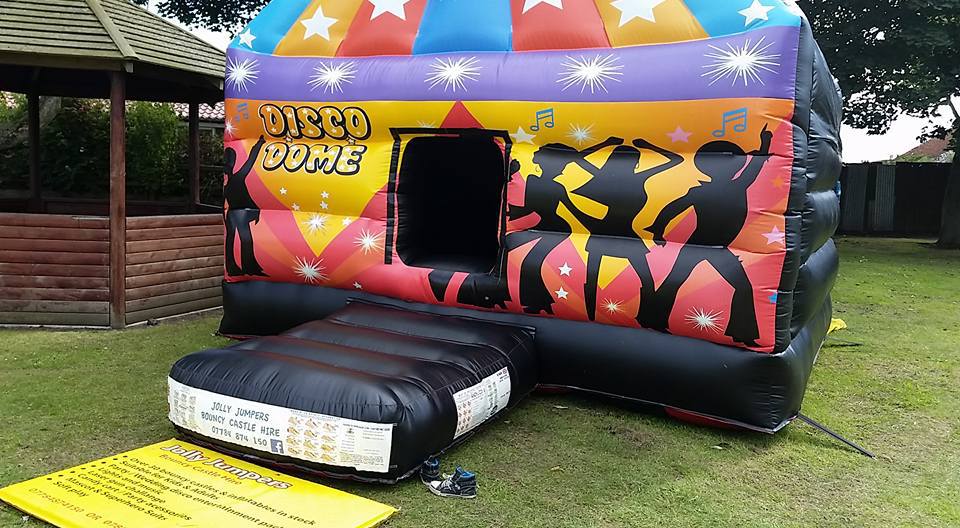 Inflated bouncy castle