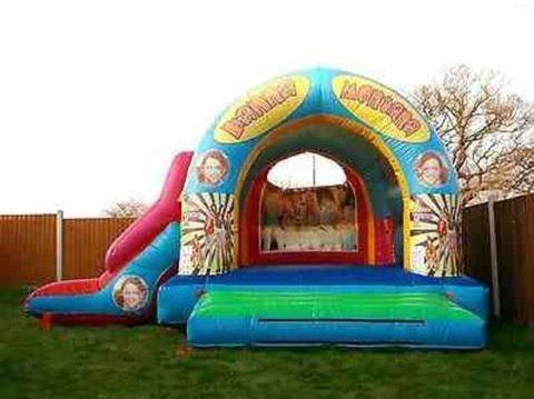 Inflated bouncy castle for events