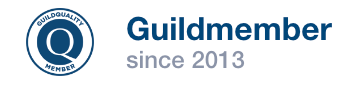 Guildmember badge logo with blue circular emblem and the text “Guildmember since 2013”