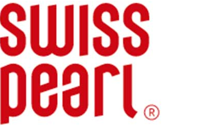 Swiss Pearl logo in red lowercase letters on a white background