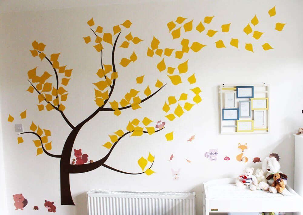 painted  tree in nursery room