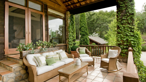 Picture of French doors leading to a backyard patio.