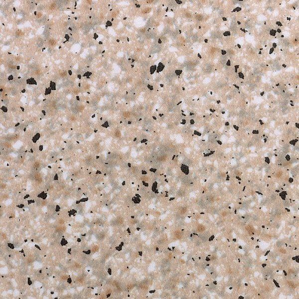 Granite-style countertop material with a speckled pattern in shades of beige, cream, grey, and black.