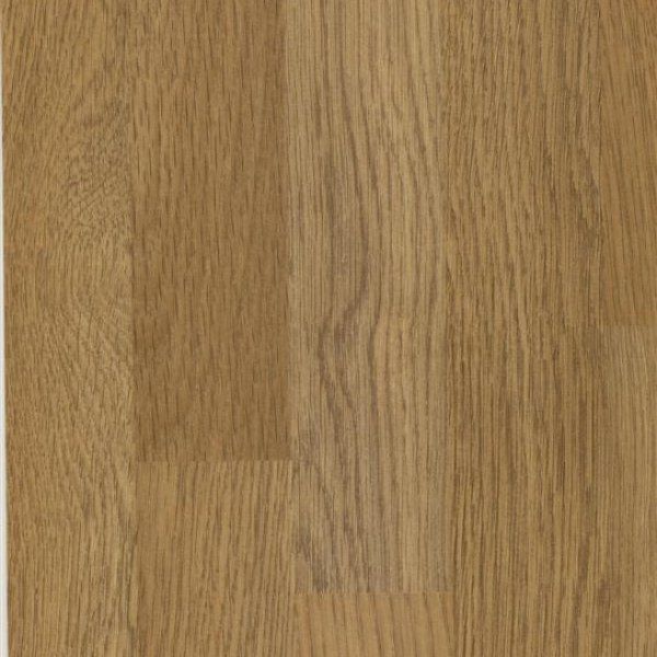 A close-up view of light brown wood grain flooring with a natural pattern and vertical planks.