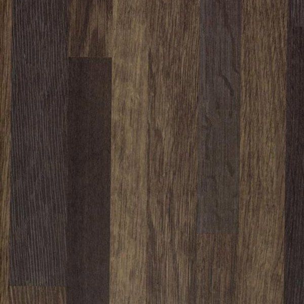 A textured wood surface with vertical planks in varying shades of dark brown and warm tan.