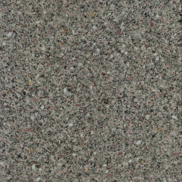 A close-up view of a mottled, grey granite-like surface with fine flecks of white, black, and reddish-brown stone.