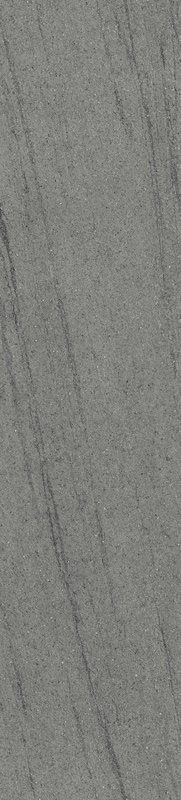A neutral gray stone or concrete slab surface with subtle, dark, linear veining patterns running vertically.