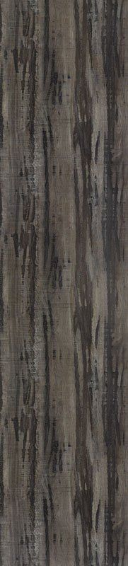 Vertical, close-up shot of dark brown, weathered wood grain texture with deep black vertical streaks and grey tones.