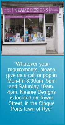 Office supplies - Rye, East Sussex - Neame Designs Ltd - Shop Front Office supplies - Rye, East Sussex - Neame Designs Ltd - Shop Front