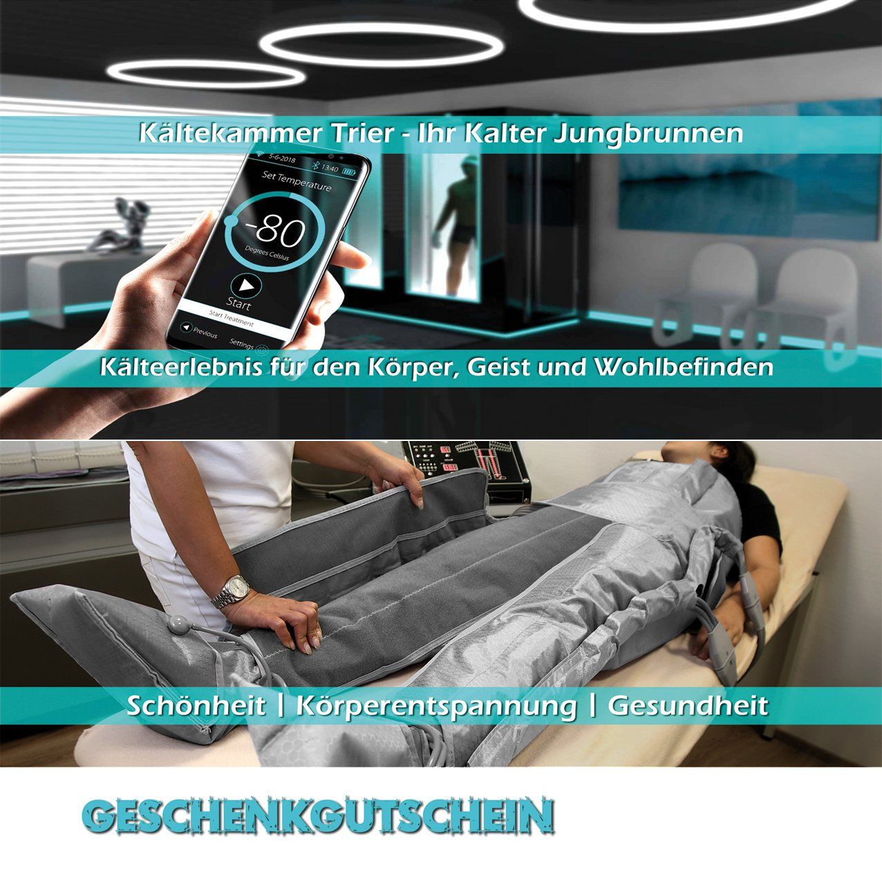 Eine Person, die ein Mobiltelefon hält, neben einer Person, die auf einem Bett liegt