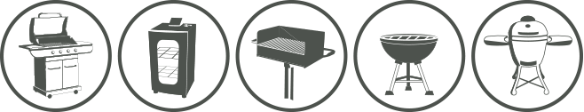 Assortment of Grilling appliances including smoker, ceramic grill and electric grill