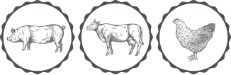 Icons for pork, beef and chicken