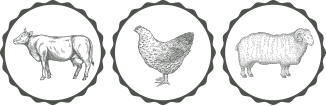Icons for beef, chicken and lamb