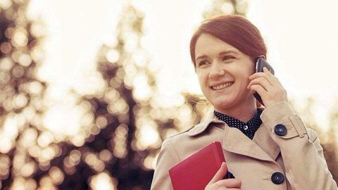 A lady talking on phone