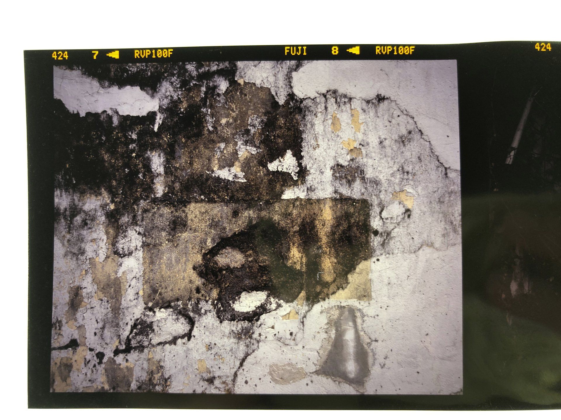 Kai Yuen Lane missing sign, date unknown. Fuji RVP100F slide (Kodak E100VS discontinued), 120mm. (2019) 75x100cm. Archival pigment print.