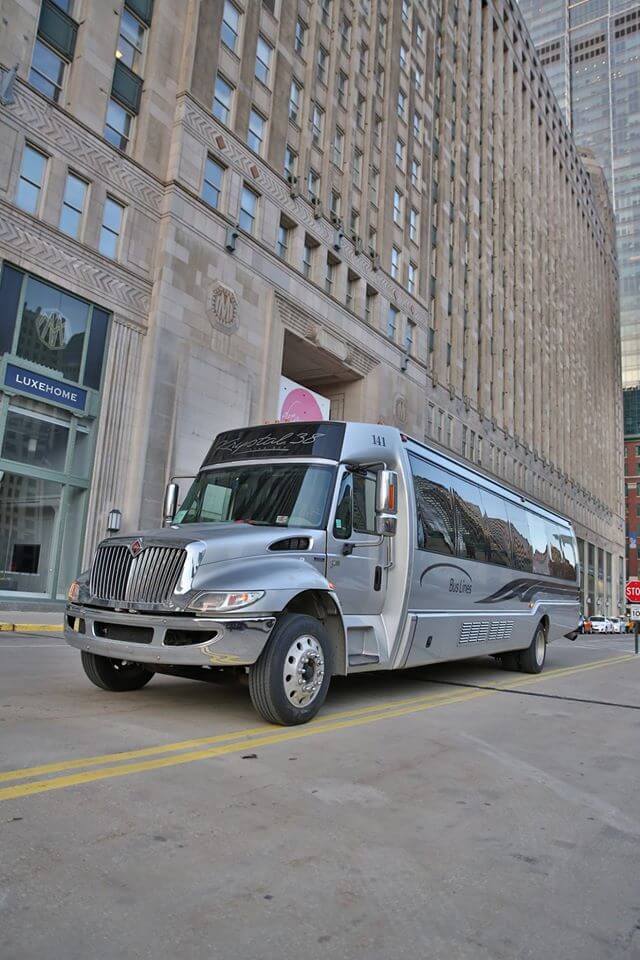 Chicago party bus rentals with a bathroom on board