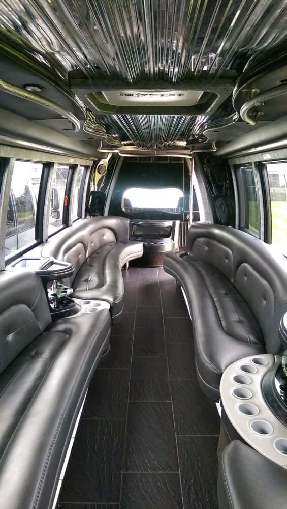 Chicago party bus rental services with a bathroom on board