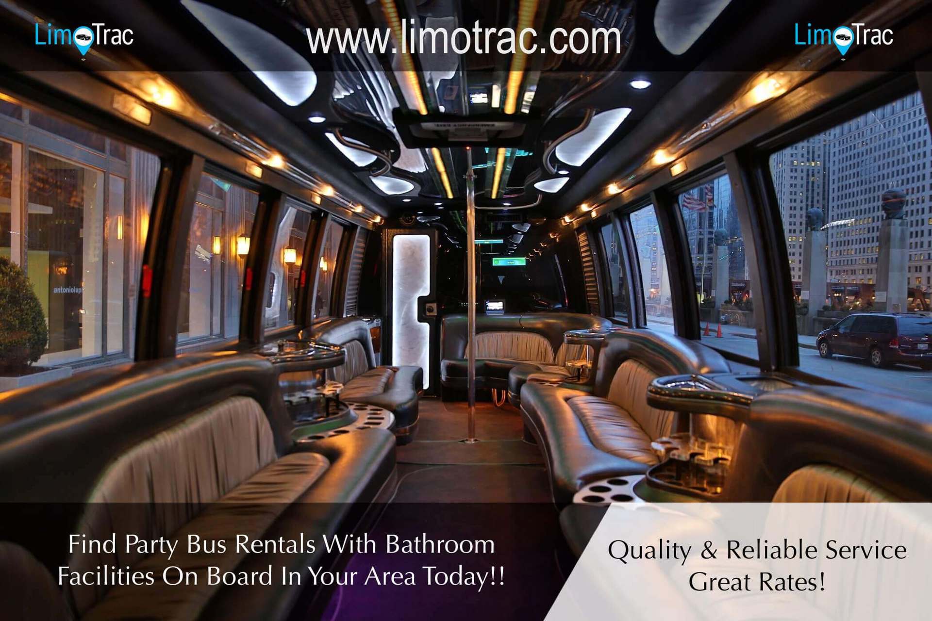 Los Angeles party bus rental bathroom
