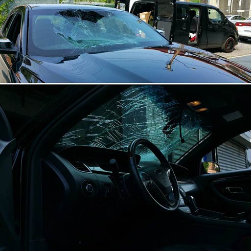 Broken Windshield View from Inside ─ Staten Island, NY ─ Angel's Auto Glass