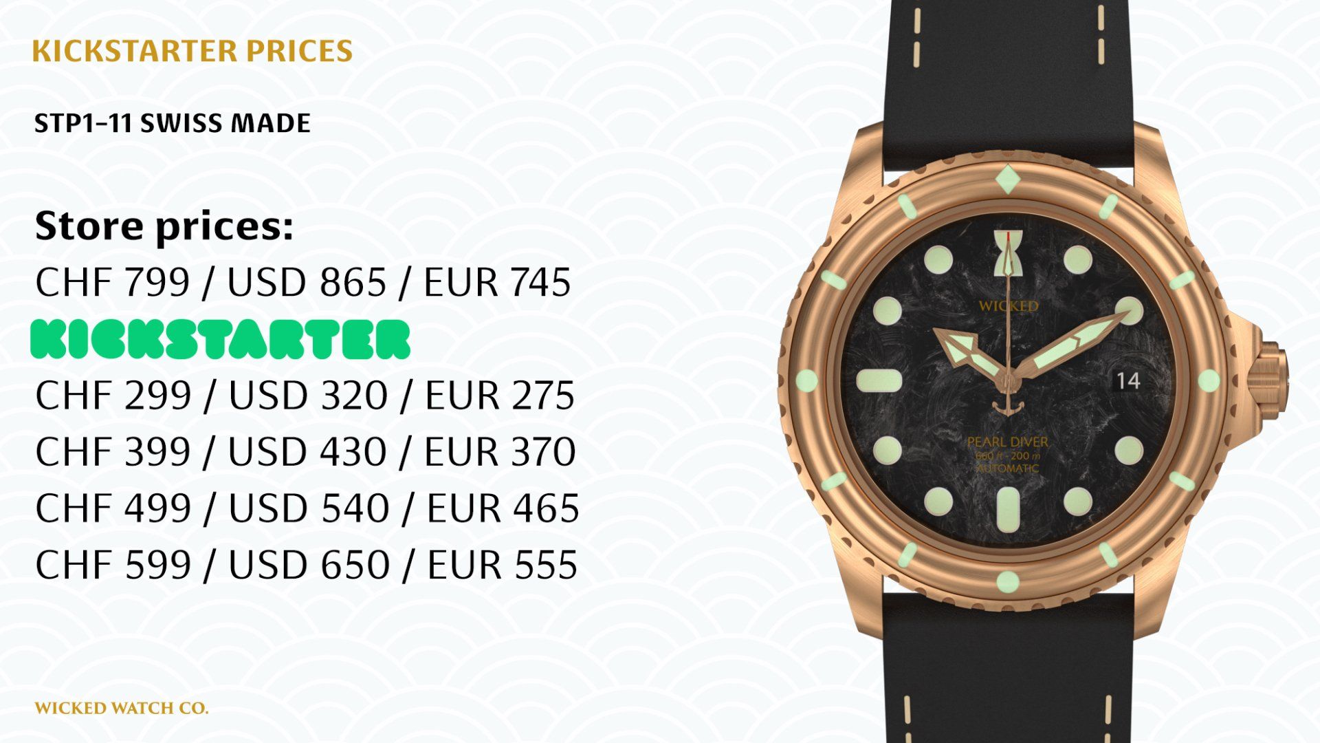 A picture of a watch that says kickstarter on it