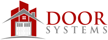 Door Systems logo with red house and garage icon, red and gray text on white background