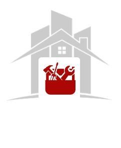 Gray house with red toolbox icon in front