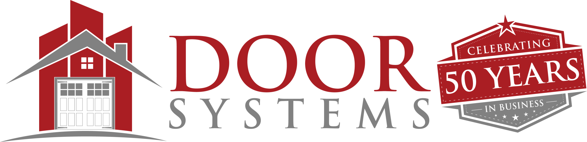 Logo for Door Systems, with red house icon and “Since 1974” badge.
