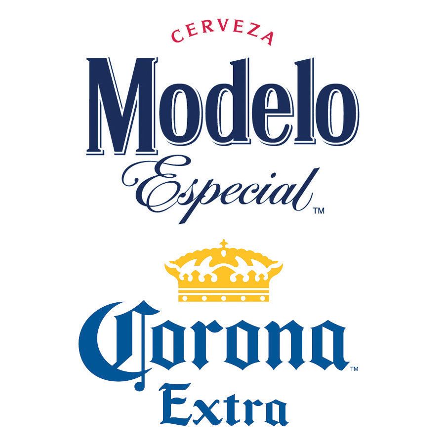 Logos for Modelo Especial and Corona Extra beers.
