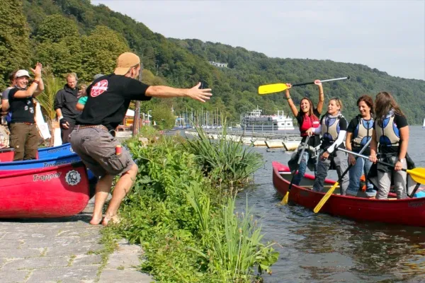 Kanutour mit Gruppen, Team auf Tour