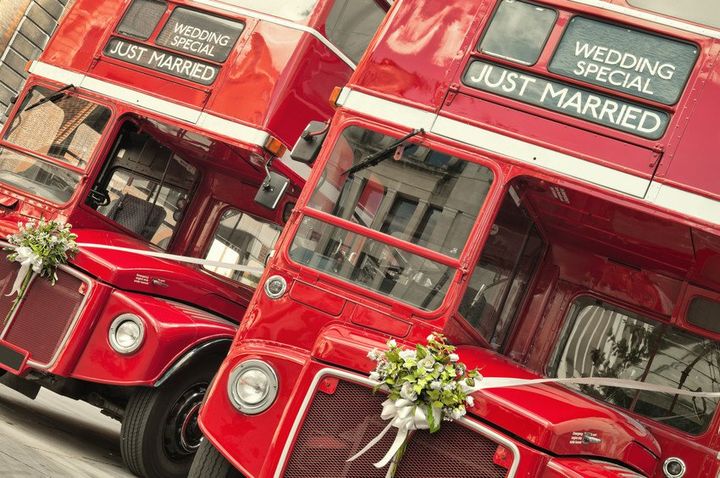 Red double deck bus image