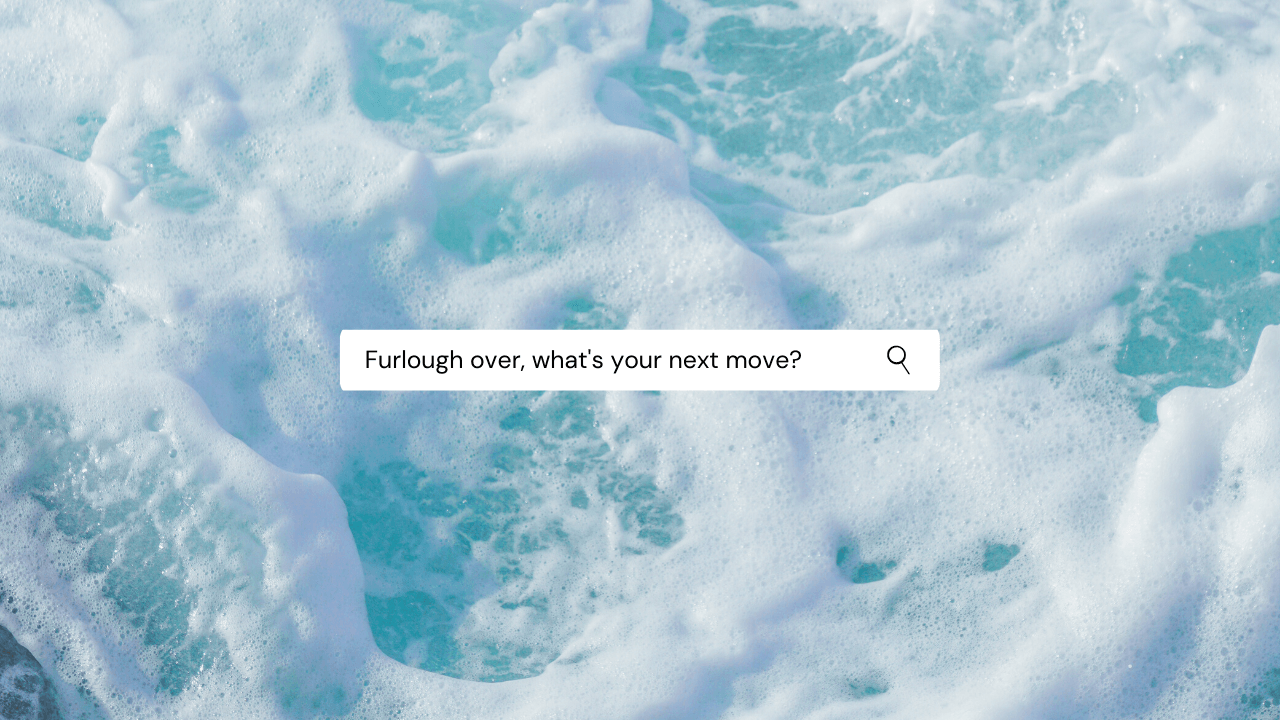 Image of blue water with a search bar saying 